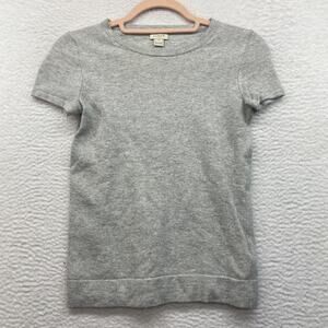 J Crew Sweater Womens XXS Gray Short Sleeve Merino Wool Blend Crewneck